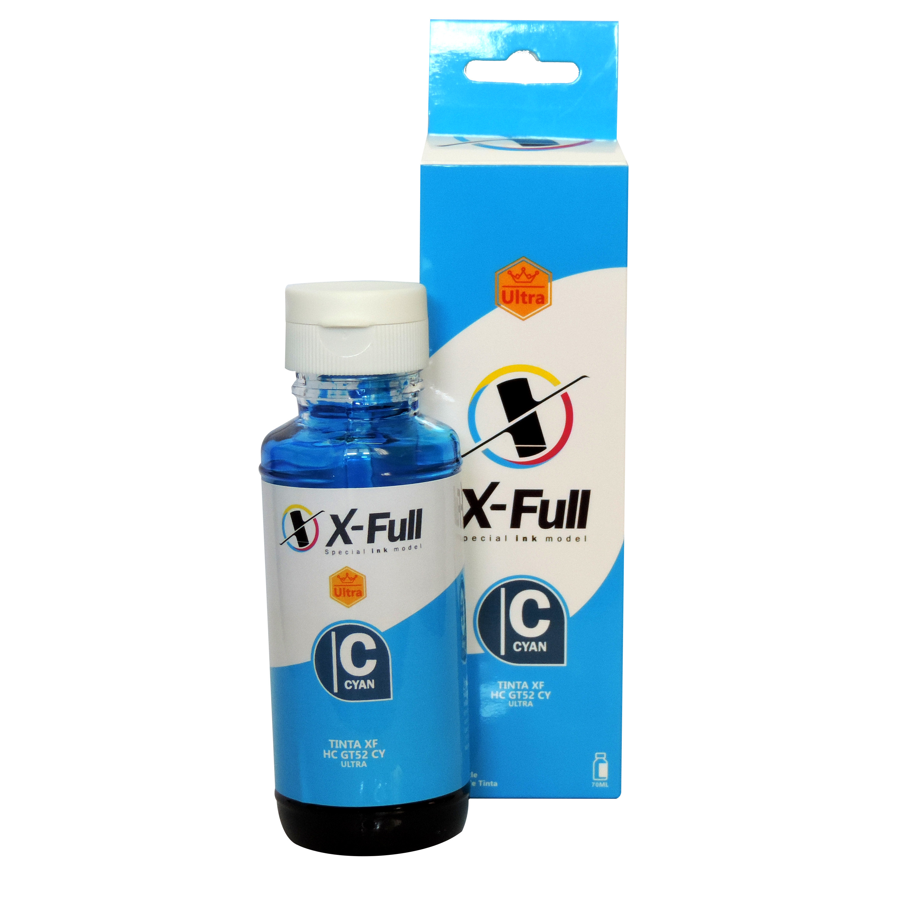 TINTA H GT52 ULTRA CORANTE BICO APLICADOR PARA HP | CY - 70ML - X-FULL