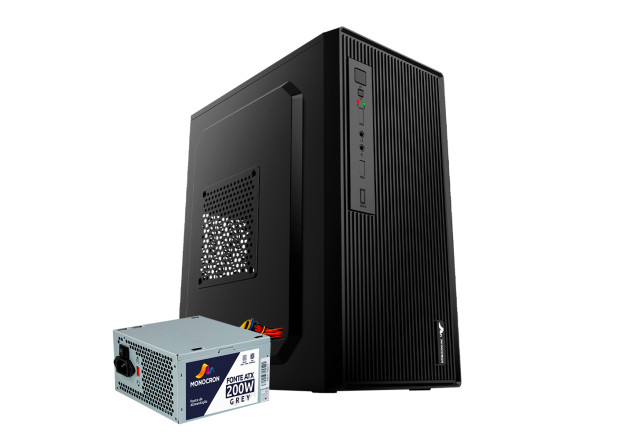 KIT GABINETE OFFICE MN1628 COM FONTE OFFICE 200W GREY - MONOCRON