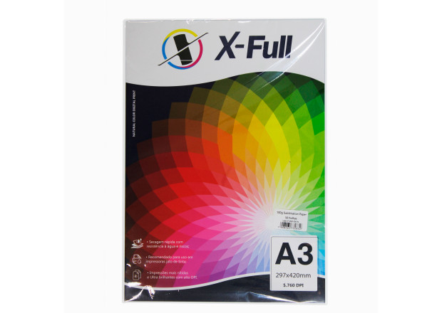PAPEL SUBLIMATICO FUNDO AZUL 100G A3 - 50 FOLHAS - X-FULL
