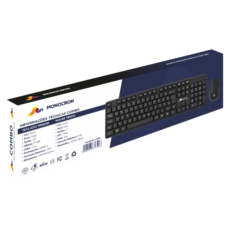 COMBO TECLADO MN8236 E MOUSE MN232 - MONOCRON