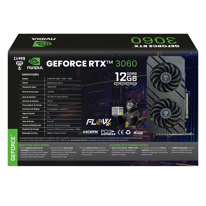 GPU NVIDIA GEFORCE RTX3060 - 12GB DDR6 - 192BIT - CLANM