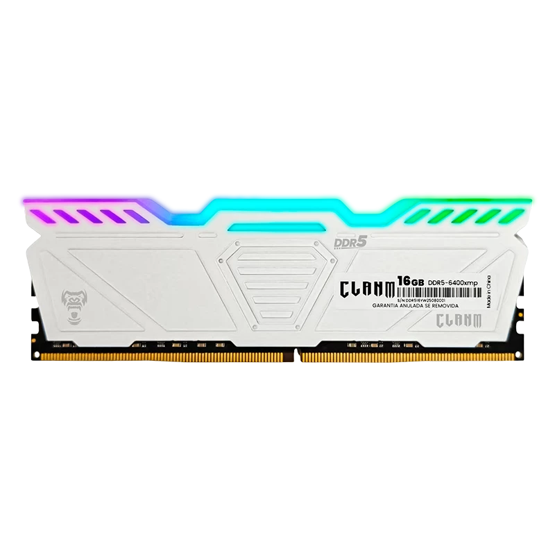 MEMÓRIA CLANM DDR5 16GB - 6400Mhz, CL40, BRANCA - RGB