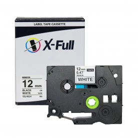 FITA COMPATÍVEL COM ETIQUETADORA BROTHER TZc-R231 12MM PRETO SOBRE BRANCO - X-FULL