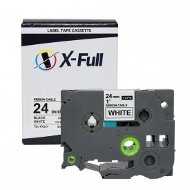 FITA COMPATÍVEL COM ETIQUETADORA BROTHER TZc-FX251 24MM PRETO SOBRE BRANCO - X-FULL