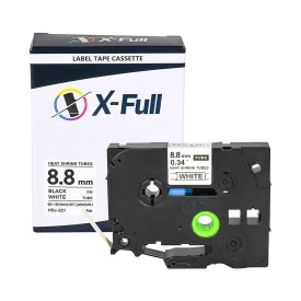 FITA COMPATÍVEL COM ETIQUETADORA BROTHER HSc-221 9MM PRETO SOBRE BRANCO - X-FULL