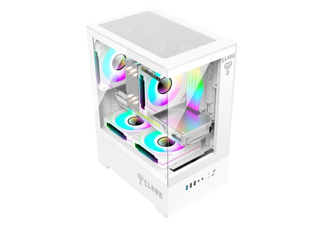 GABINETE GAMER SNOW MEGALON | LATERAL DE VIDRO - MINI TOWER - CLANM